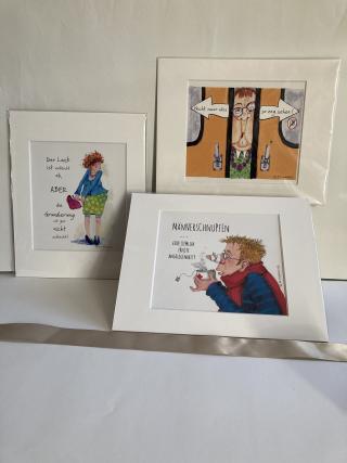 Verschiedene Bilder mit unterschiedlichen Motiven und Sprüchen.