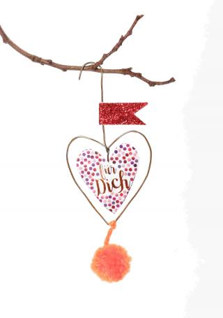 Mini-Pompon-Herz mit der Aufschrift 
