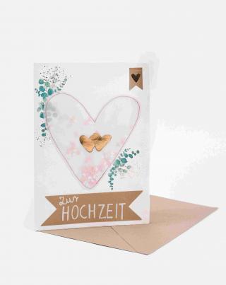 Riesenkarte mit Herzen, Blättern und dem Spruch 