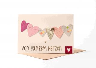 Herzchenkarte mit der Aufschrift 