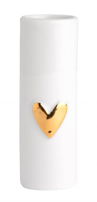 2er Set Minivasen aus Keramik mit einem goldenen Herzen.