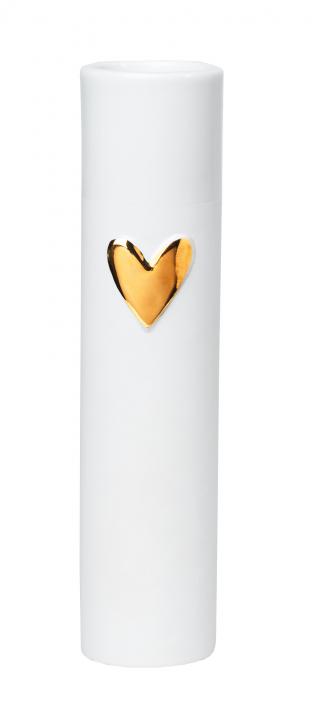 Keramikvase groß mit einem goldenen Herzen. 