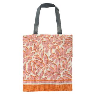 Flotte Tragetasche mit orange-roten Blüten.