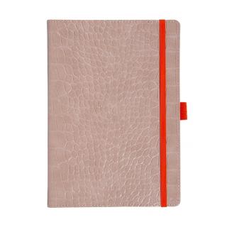 Schreibbuch mit Kroko-Einband in creme.
