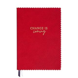 Schreibbuch in rot mit dem Aufdruck Change is Coming.