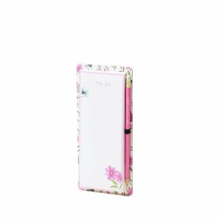 Todo-Liste mit Magnet und bedrucktem Bleistift mit Blüten-Design.